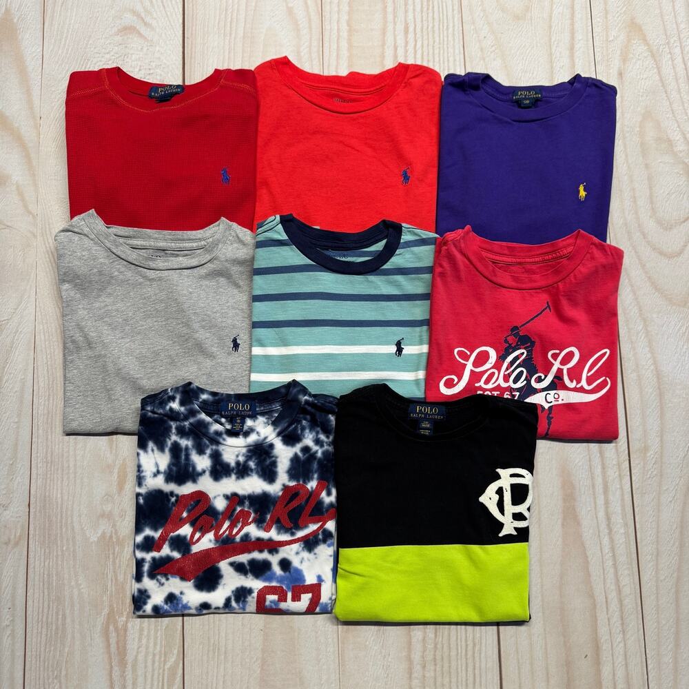 Lot of 8 Polo Ralph Lauren Boys Size Small (8) T-Shirt Long&Short Sleeve Summer
